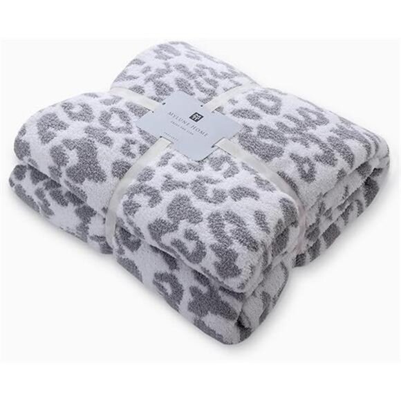 Ultra Soft Micro Plush White Grey Leopard Blanket (51x63 inches) Warm Reversible - Picture 7 of 7